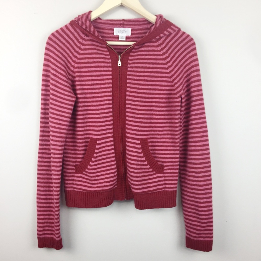 Loft hooded wool/angora/cashmere zip sweater | med